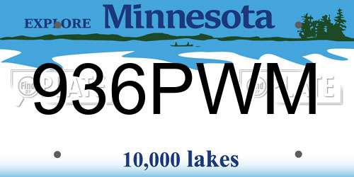 936PWM Minnesota License Plate