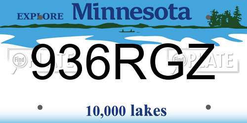 936RGZ Minnesota License Plate