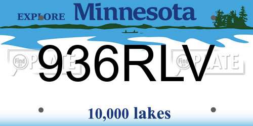936RLV Minnesota License Plate