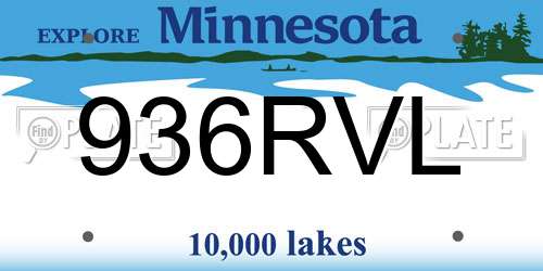 936RVL Minnesota License Plate