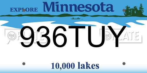 936TUY Minnesota License Plate