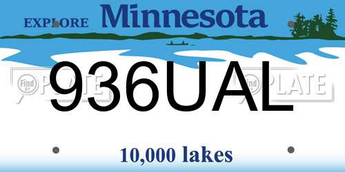 936UAL Minnesota License Plate