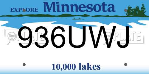 936UWJ Minnesota License Plate