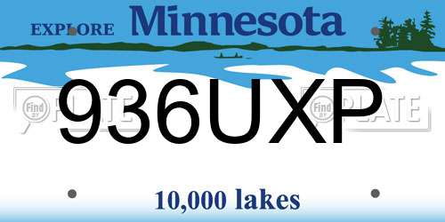936UXP Minnesota License Plate