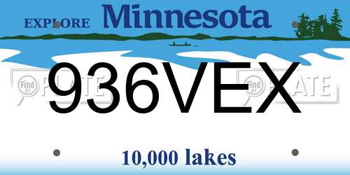 936VEX Minnesota License Plate