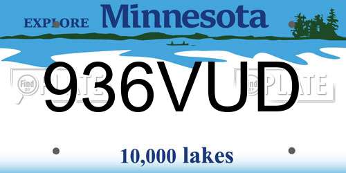 936VUD Minnesota License Plate
