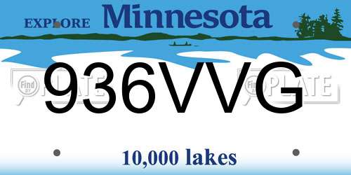 936VVG Minnesota License Plate