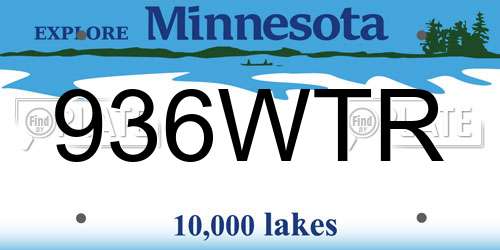 936WTR Minnesota License Plate
