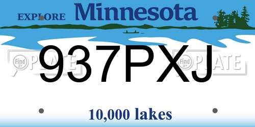 937PXJ Minnesota License Plate