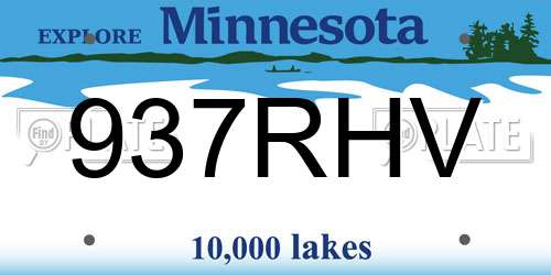 937RHV Minnesota License Plate