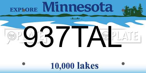 937TAL Minnesota License Plate