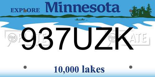 937UZK Minnesota License Plate