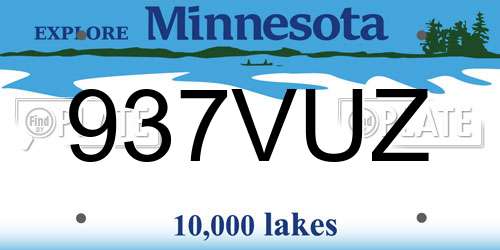 937VUZ Minnesota License Plate