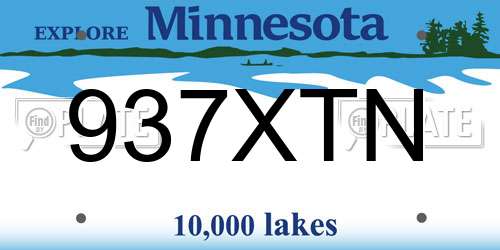 937XTN Minnesota License Plate