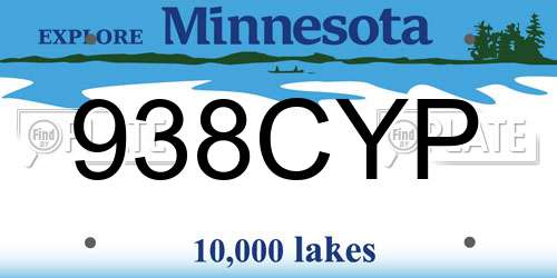 938CYP Minnesota License Plate