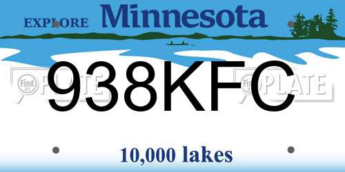 938KFC Minnesota License Plate