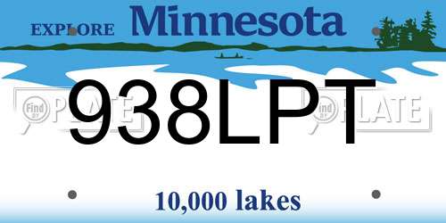 938LPT Minnesota License Plate