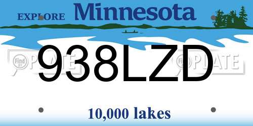 938LZD Minnesota License Plate