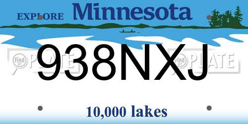 938NXJ Minnesota License Plate