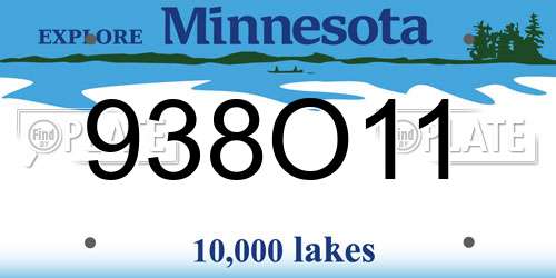 938O11 Minnesota License Plate