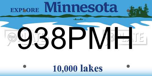 938PMH Minnesota License Plate