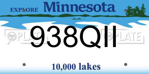 938QII Minnesota License Plate