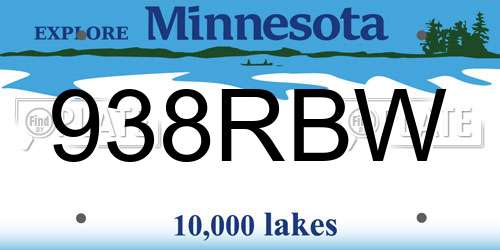 938RBW Minnesota License Plate