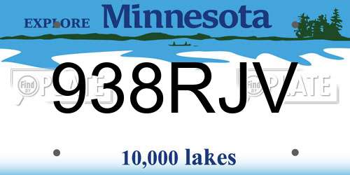 938RJV Minnesota License Plate