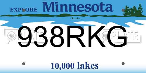938RKG Minnesota License Plate