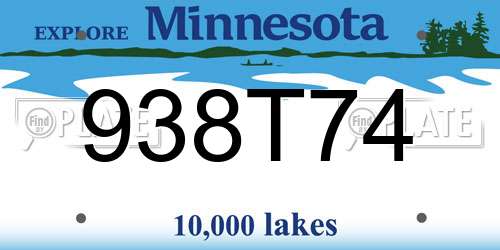 938T74 Minnesota License Plate