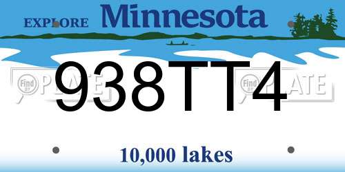 938TT4 Minnesota License Plate