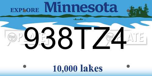 938TZ4 Minnesota License Plate