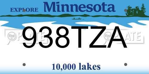 938TZA Minnesota License Plate