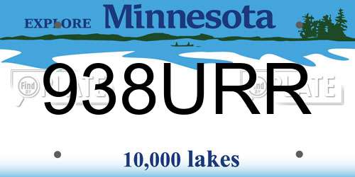 938URR Minnesota License Plate