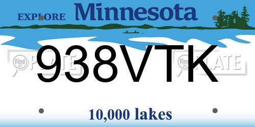 938VTK Minnesota License Plate