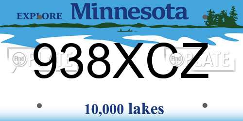 938XCZ Minnesota License Plate