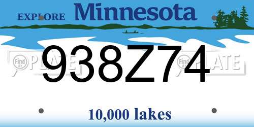 938Z74 Minnesota License Plate