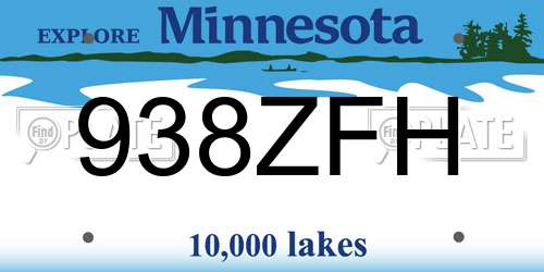 938ZFH Minnesota License Plate