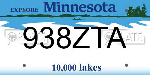938ZTA Minnesota License Plate