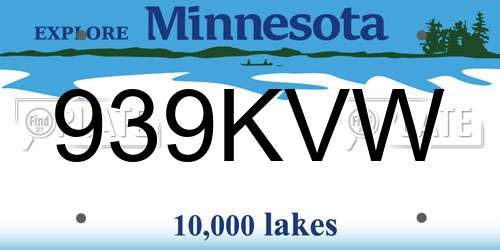 939KVW Minnesota License Plate
