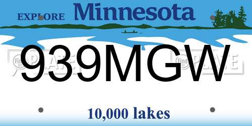 939MGW Minnesota License Plate