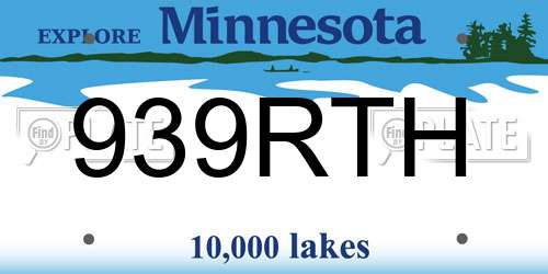939RTH Minnesota License Plate