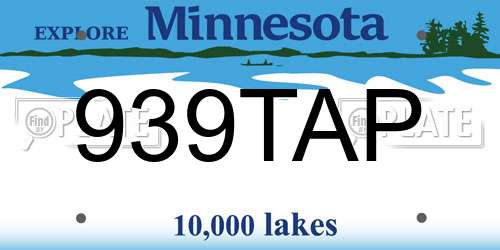 939TAP Minnesota License Plate