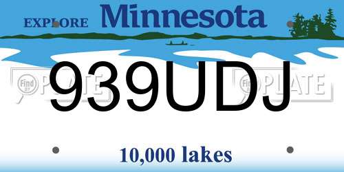 939UDJ Minnesota License Plate