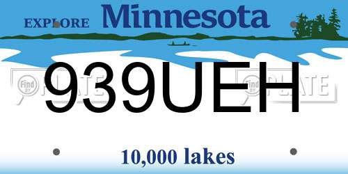 939UEH Minnesota License Plate