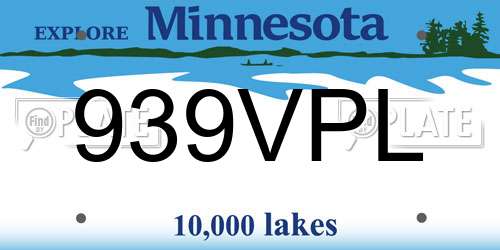 939VPL Minnesota License Plate