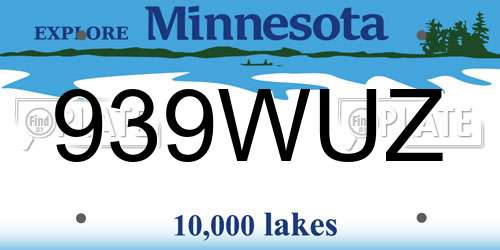 939WUZ Minnesota License Plate