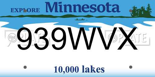 939WVX Minnesota License Plate