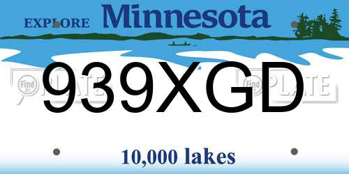 939XGD Minnesota License Plate