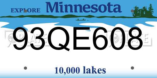 93QE608 Minnesota License Plate